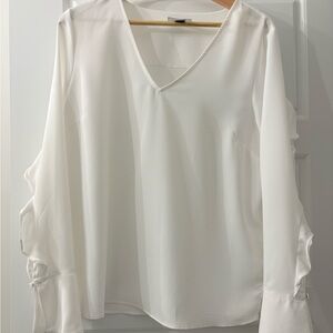 H&M White V-Neck Blouse